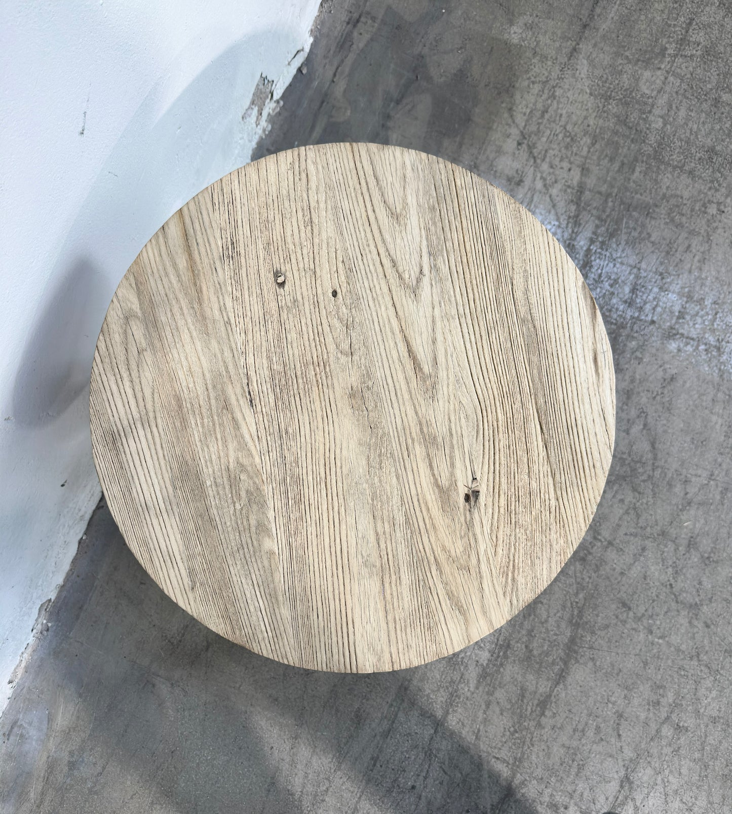 Low Round Reclaimed Elm Side Table