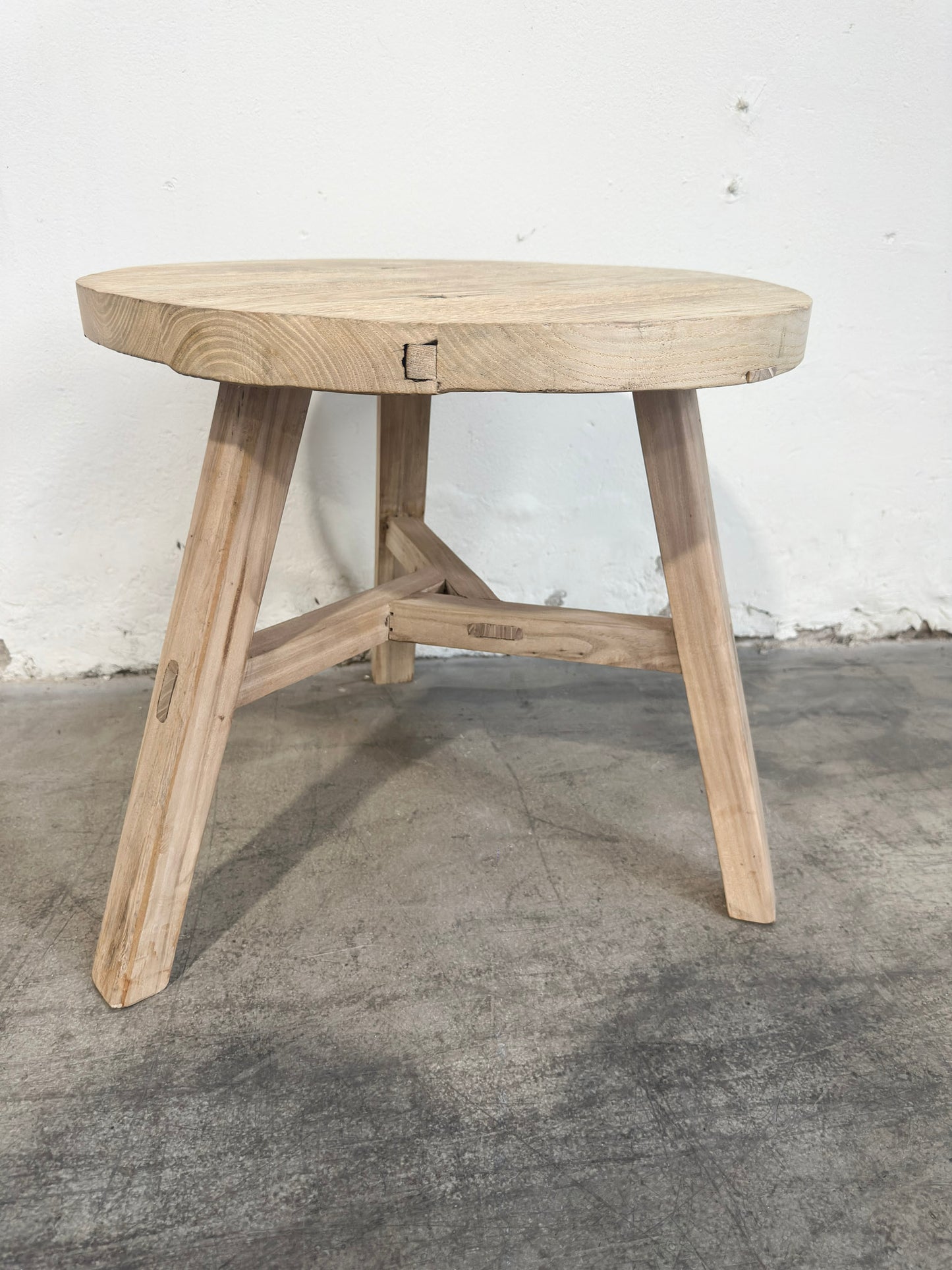 Low Round Reclaimed Elm Side Table