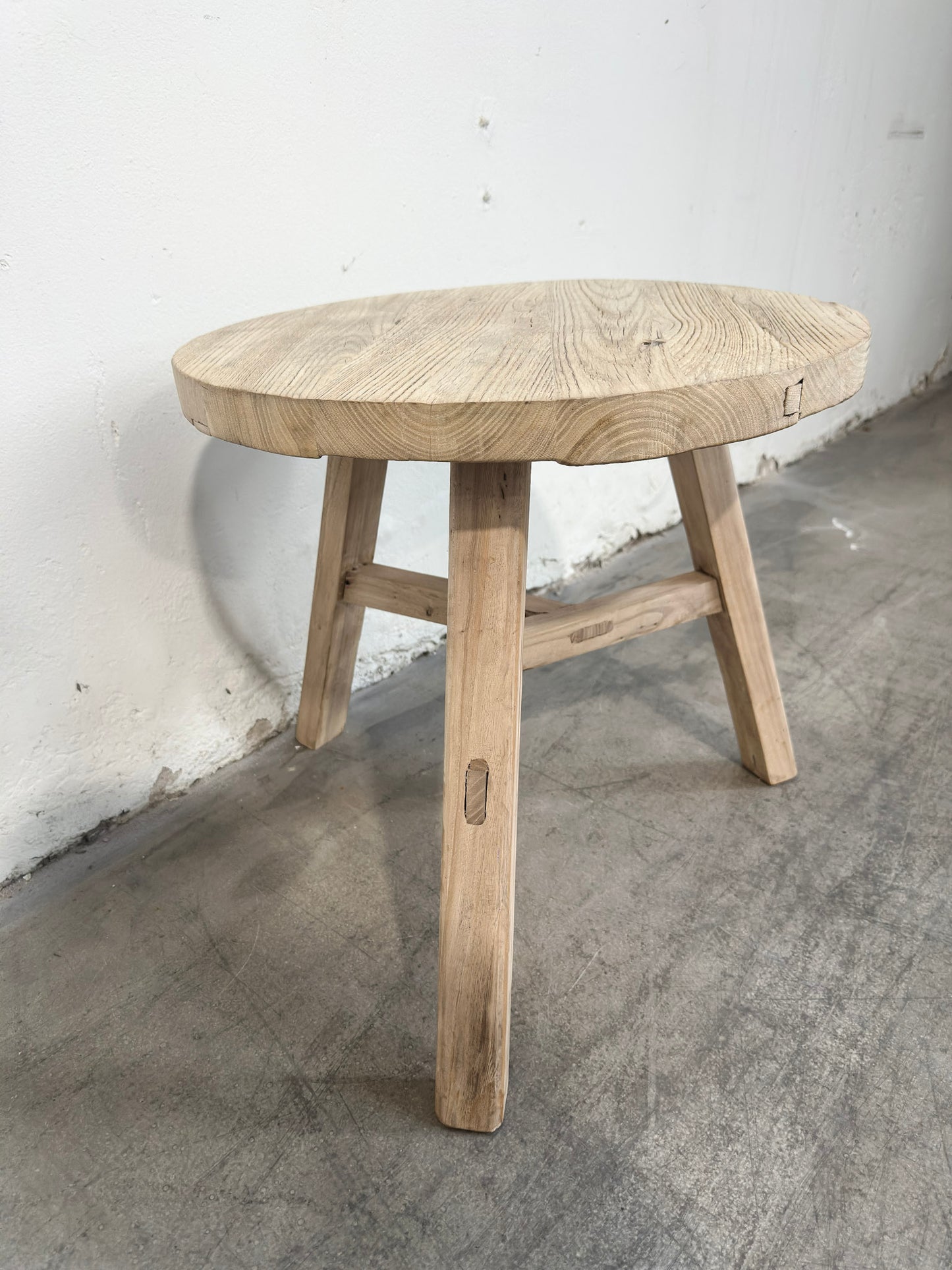 Low Round Reclaimed Elm Side Table