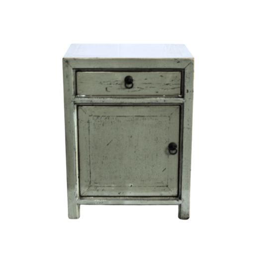 Lacquered Elm Bedside Table - Sage