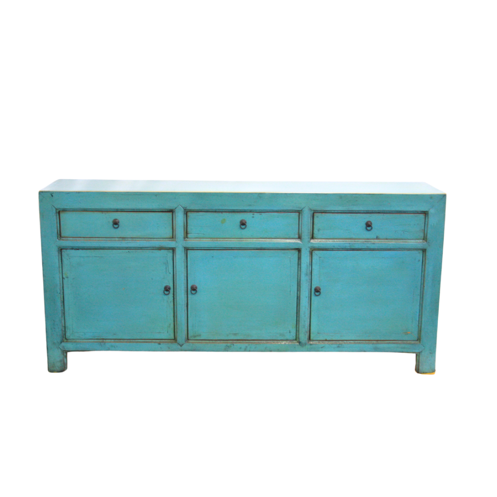 Lacquered Buffet 3 Drawer 3 Door - Blue
