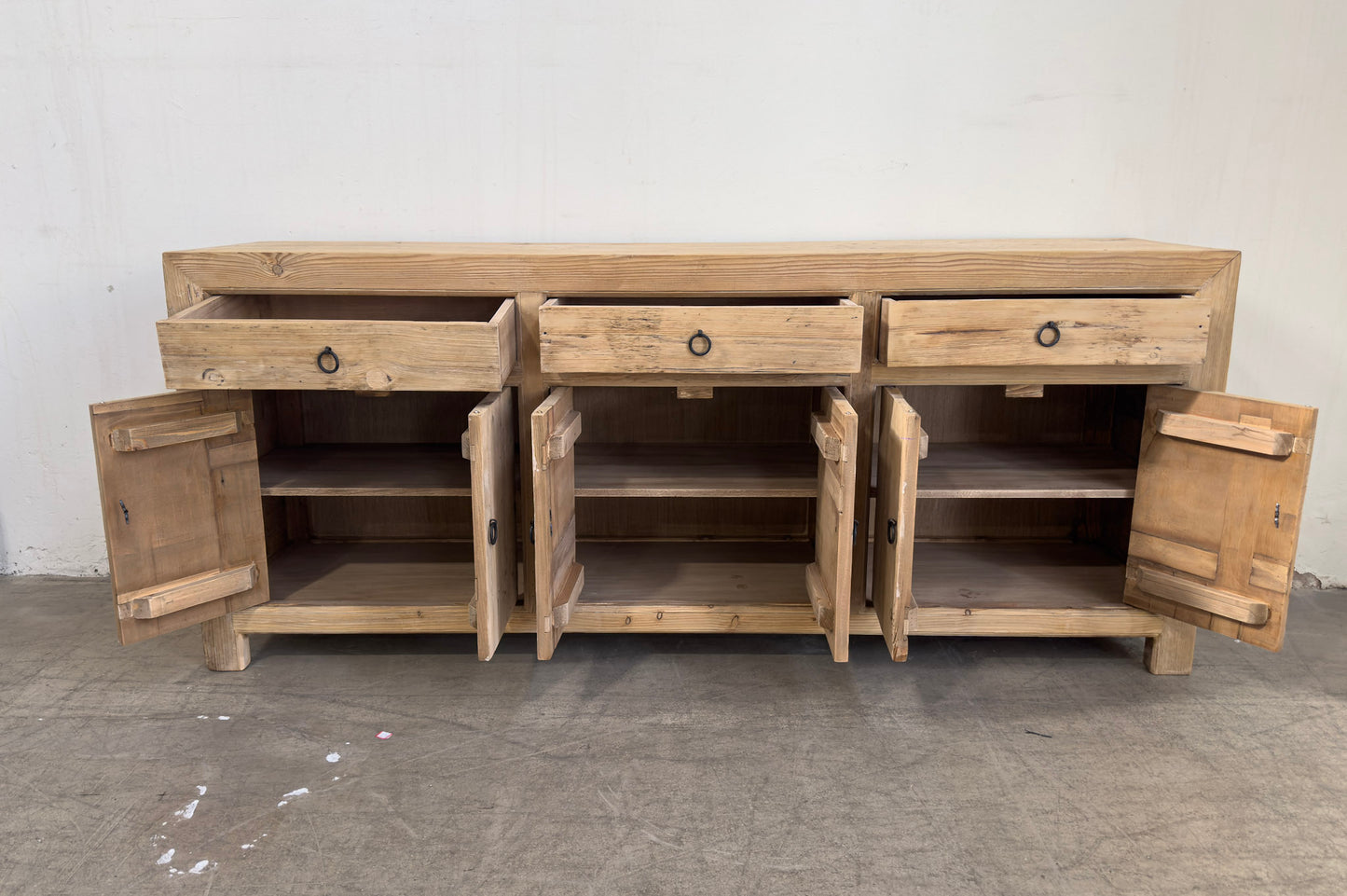 Reclaimed Elm 3 Drawer 6 Door Buffet Table