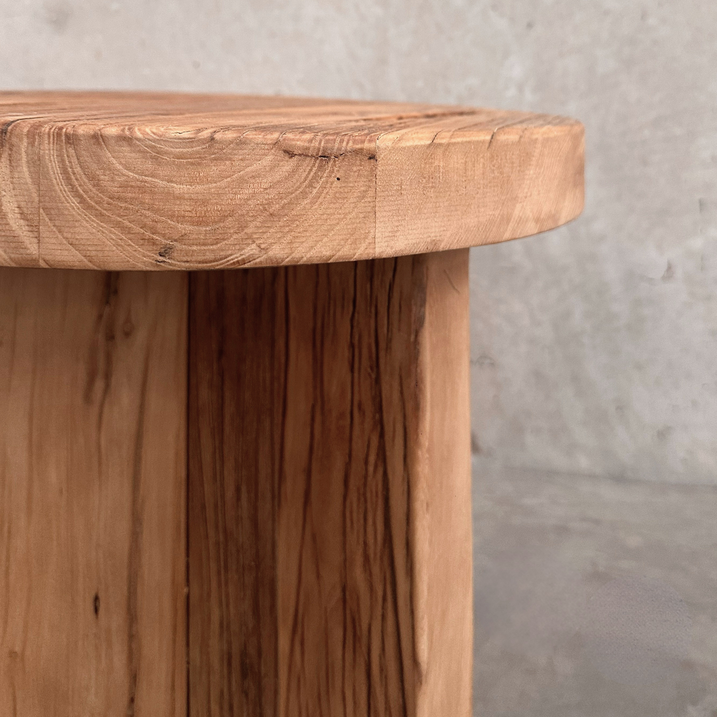 Panel Round Side Table | Rustic | 50 cm