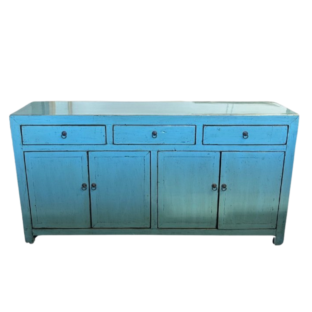 Lacquered Buffet 3 Door 4 Drawer- Blue