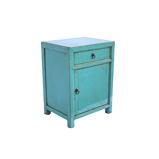 Lacquered Elm Bedside Table - Teal