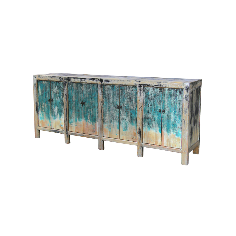Rustic Blue Paint Buffet Table (H13)
