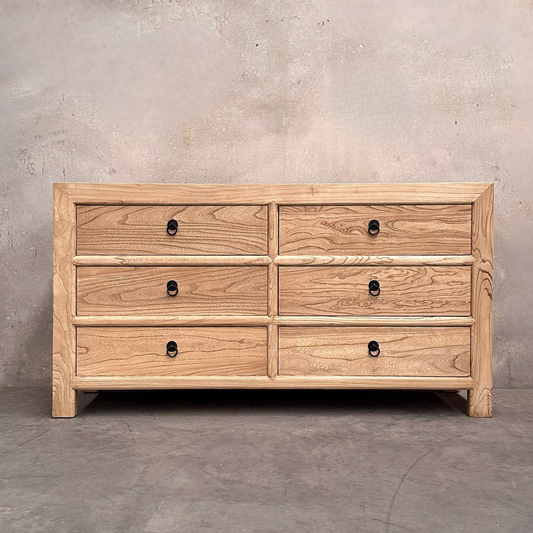 Linear 6 Drawer Cabinet | Natural | 160 cm