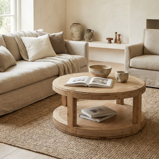 Round Open Coffee Table | Natural | 90 cm