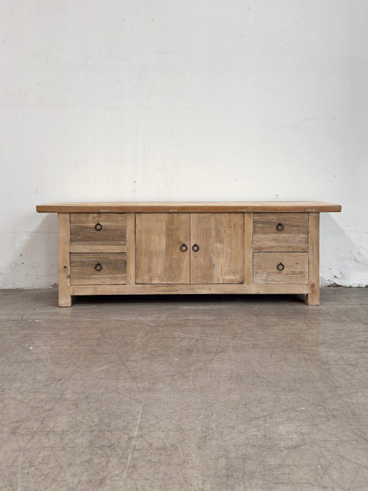 Reclaimed Low Elm TV Cabinet Overhang