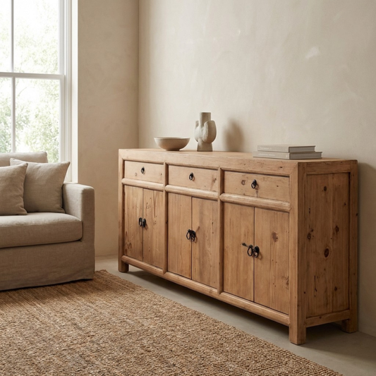 Linear 3 Drawer 6 Door Cabinet | Rustic | 200 cm