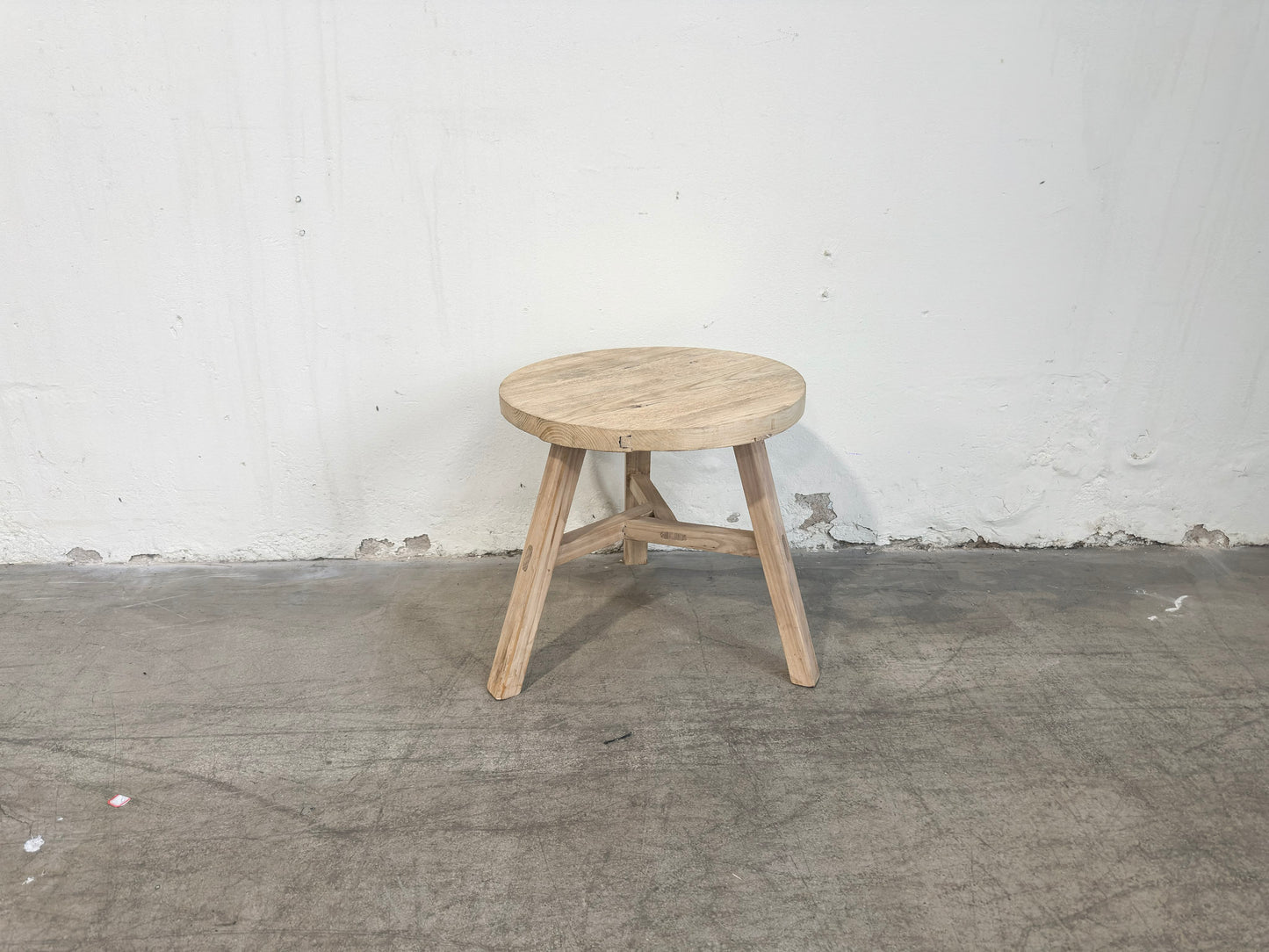 Low Round Reclaimed Elm Side Table