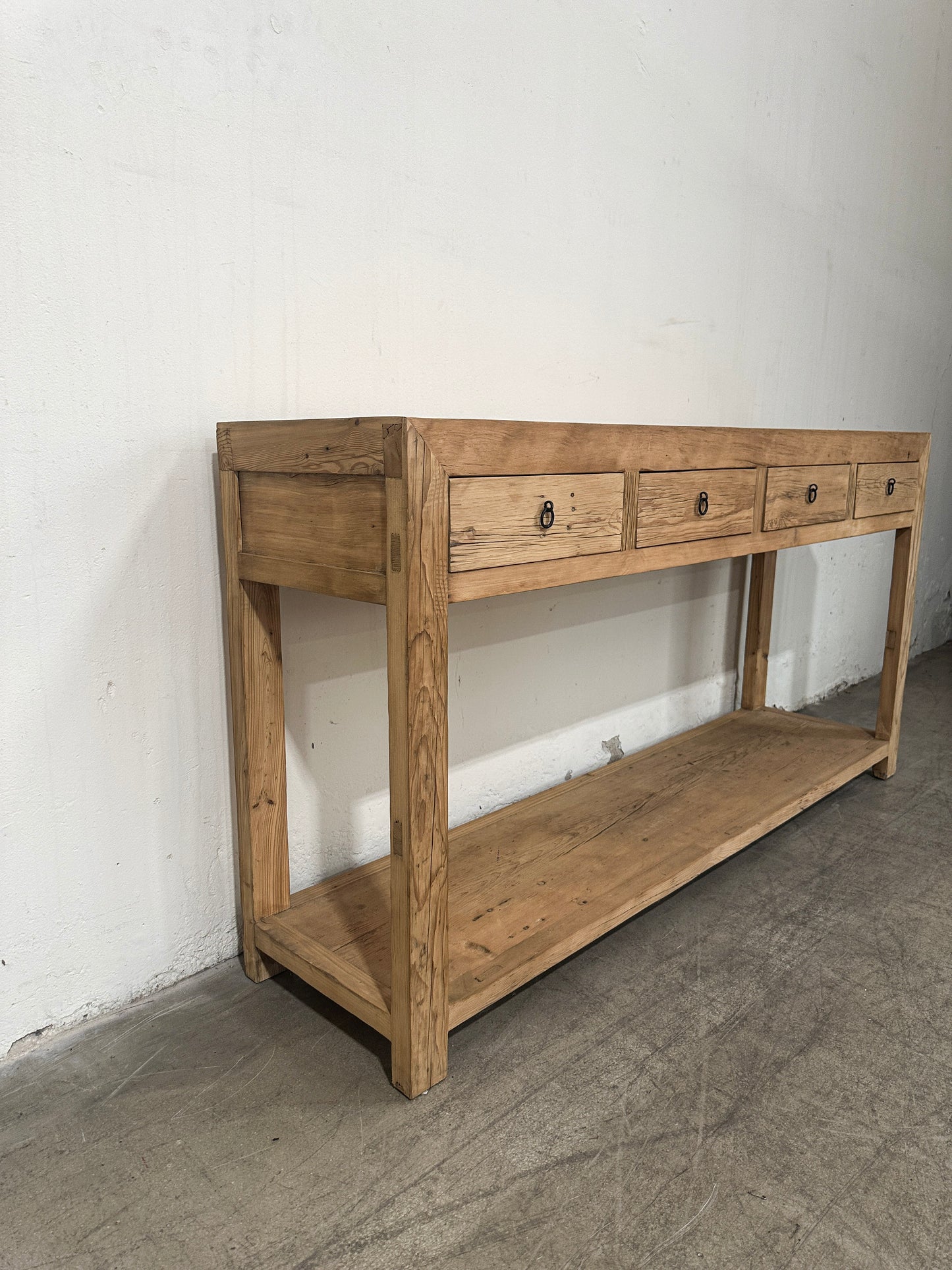 Reclaimed Elm Console Table - 4 Drawer