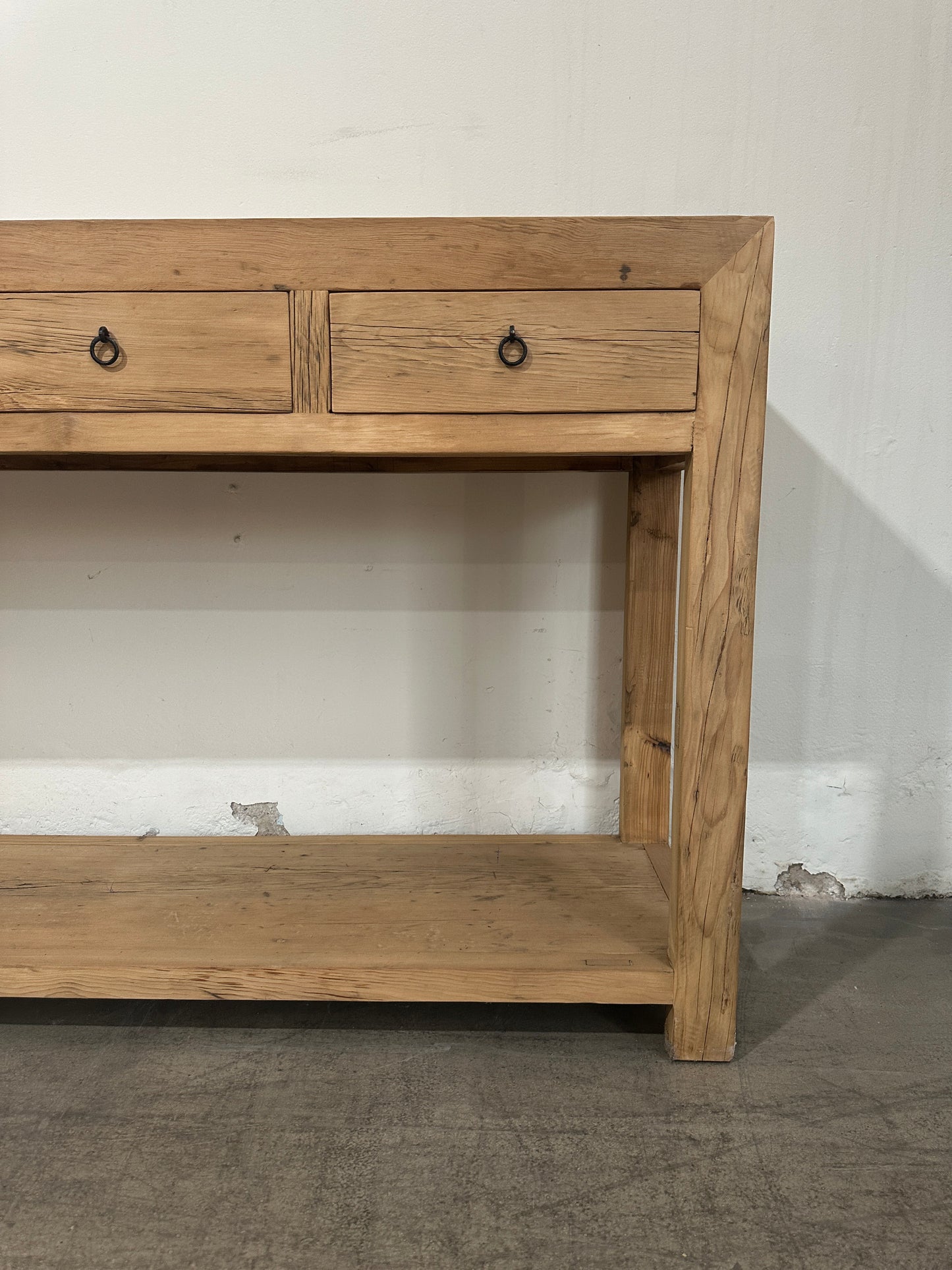 Reclaimed Elm Console Table - 4 Drawer
