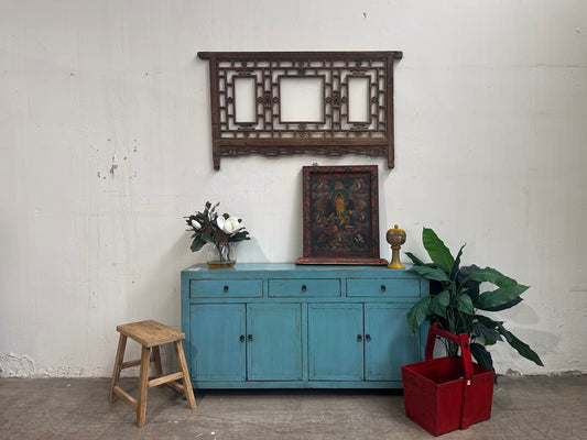 Lacquered Buffet 3 Door 4 Drawer- Blue