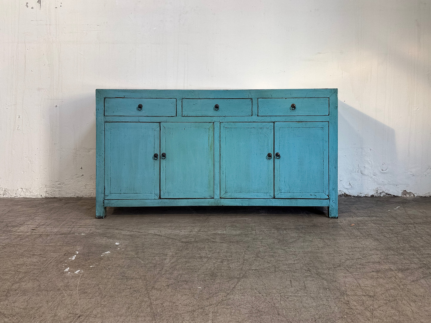 Lacquered Buffet 3 Door 4 Drawer- Blue