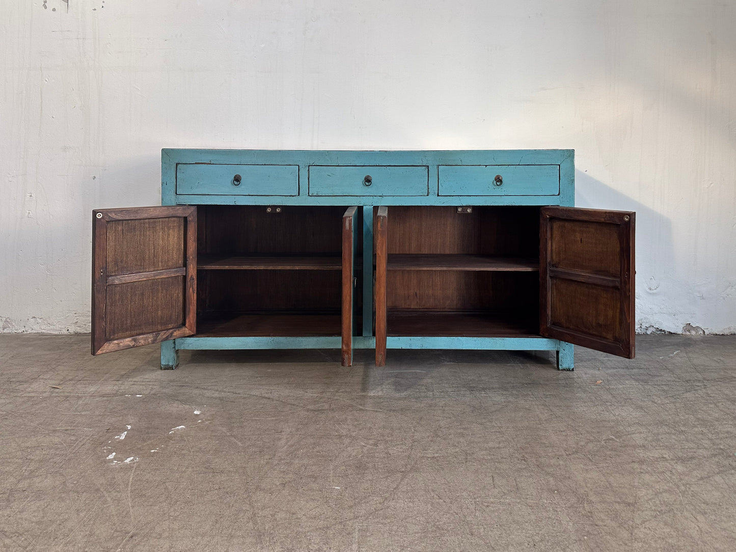 Lacquered Buffet 3 Door 4 Drawer- Blue