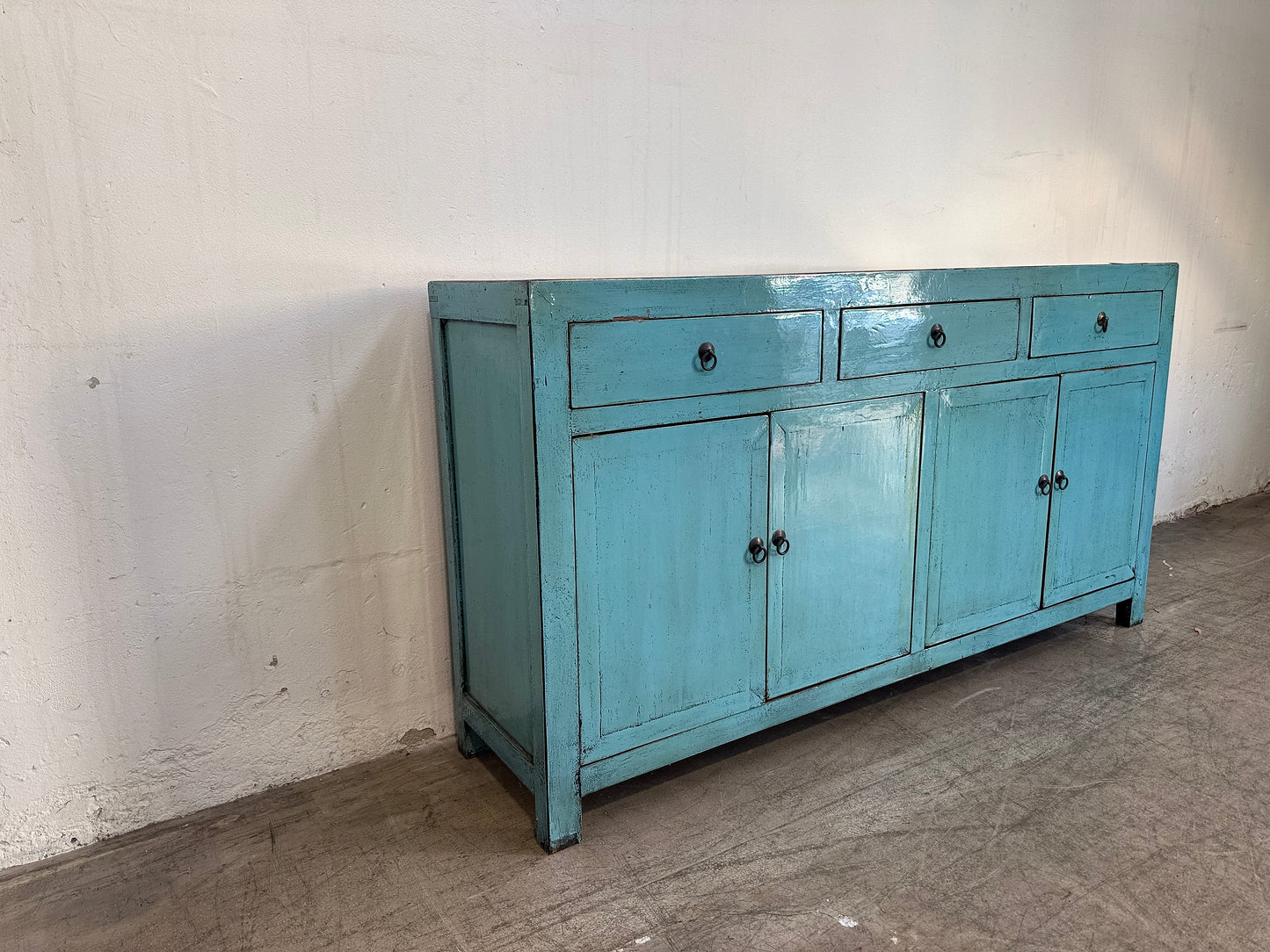 Lacquered Buffet 3 Door 4 Drawer- Blue