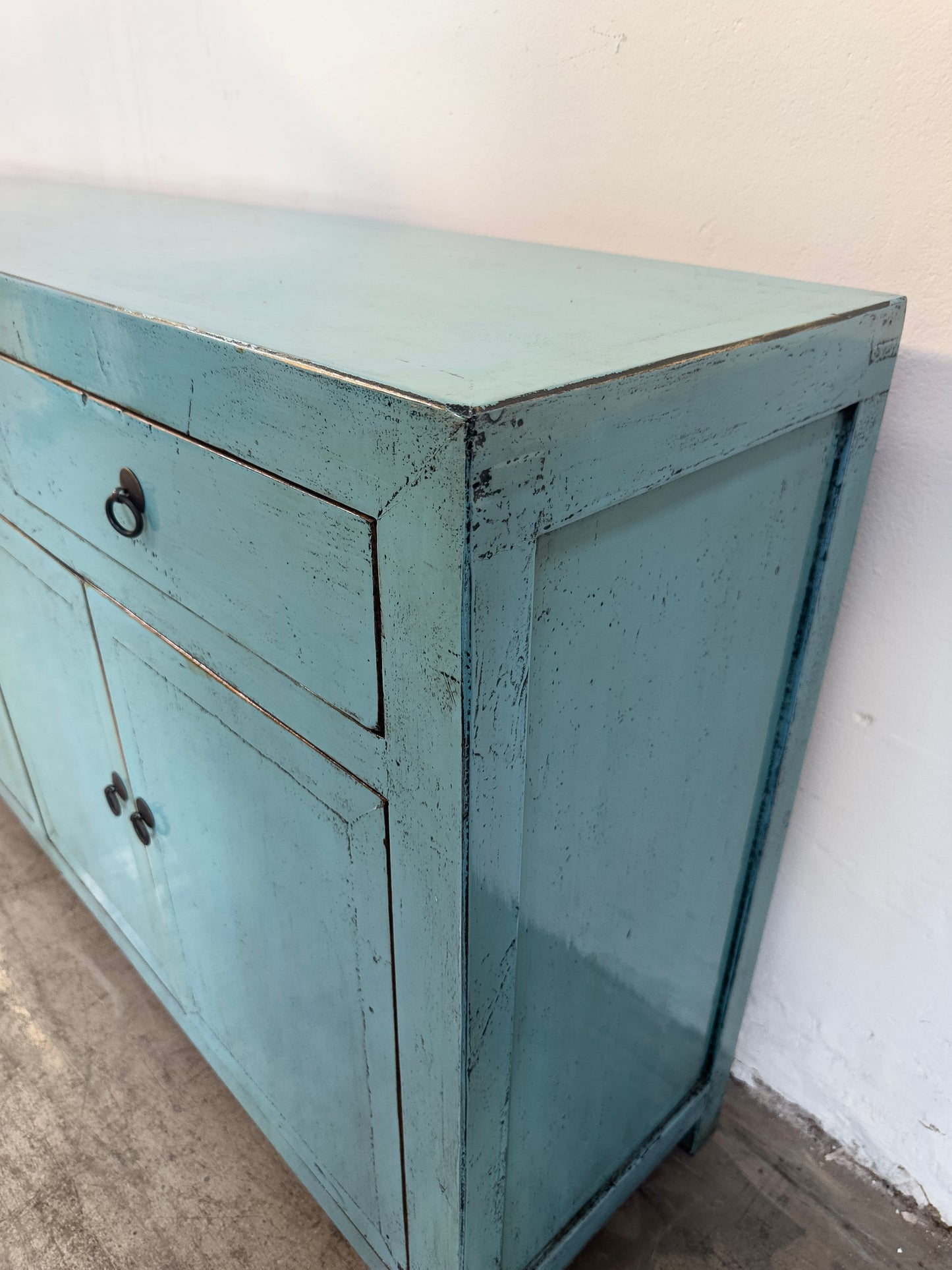 Lacquered Buffet 3 Door 4 Drawer- Blue