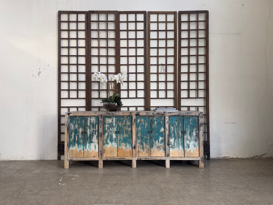 Rustic Blue Paint Buffet Table (H13)