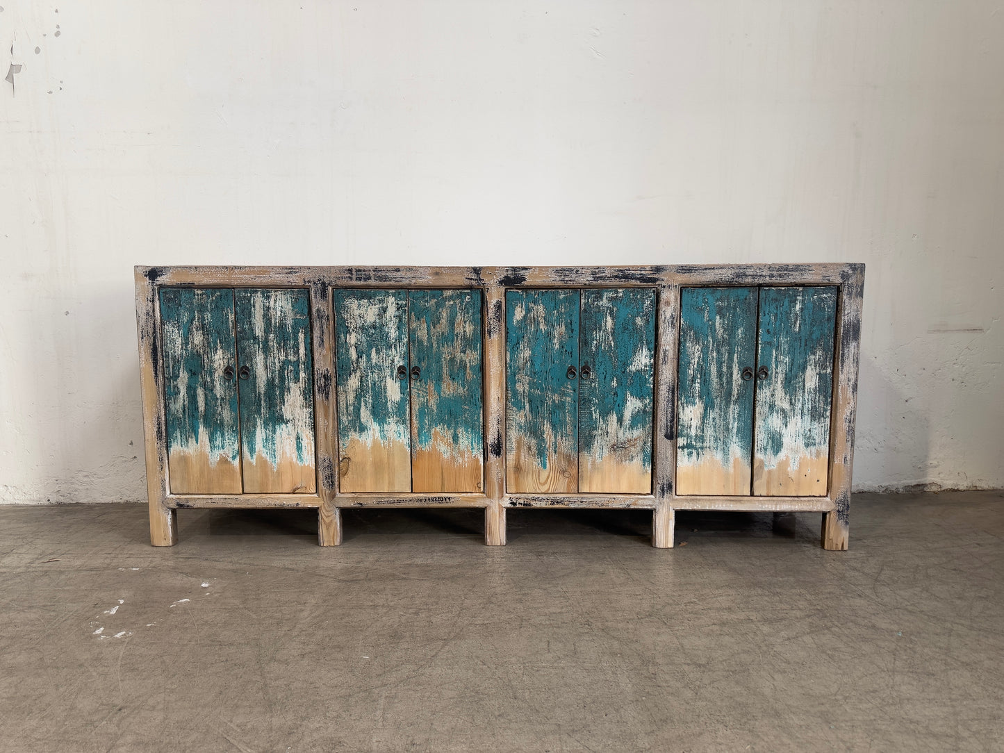 Rustic Blue Paint Buffet Table (H13)