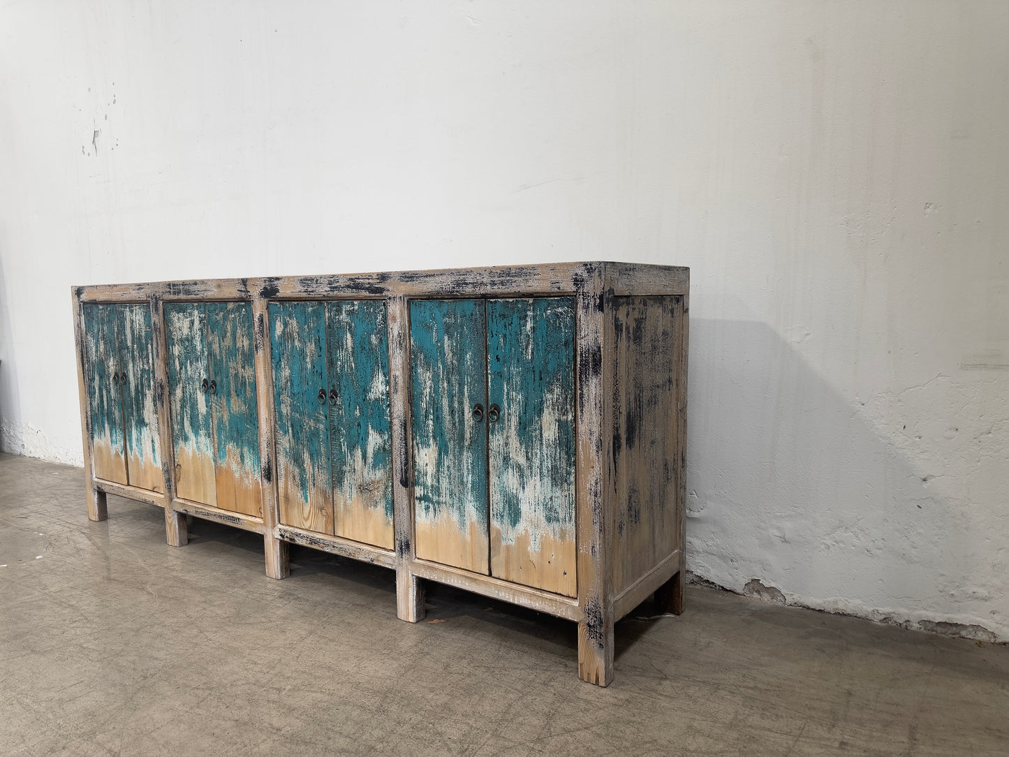 Rustic Blue Paint Buffet Table (H13)