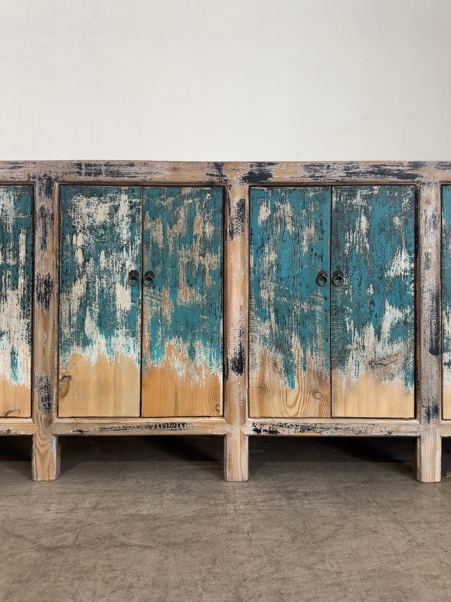 Rustic Blue Paint Buffet Table (H13)