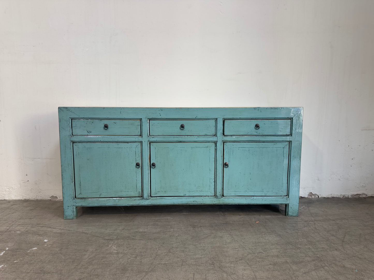 Lacquered Buffet 3 Drawer 3 Door - Blue
