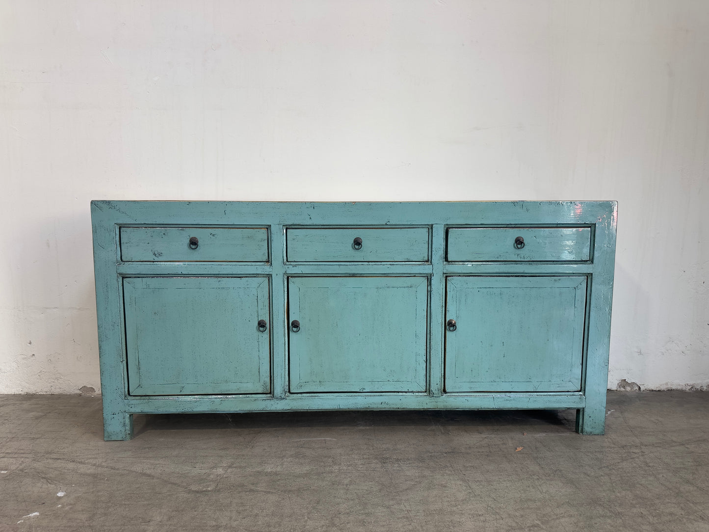 Lacquered Buffet 3 Drawer 3 Door - Blue