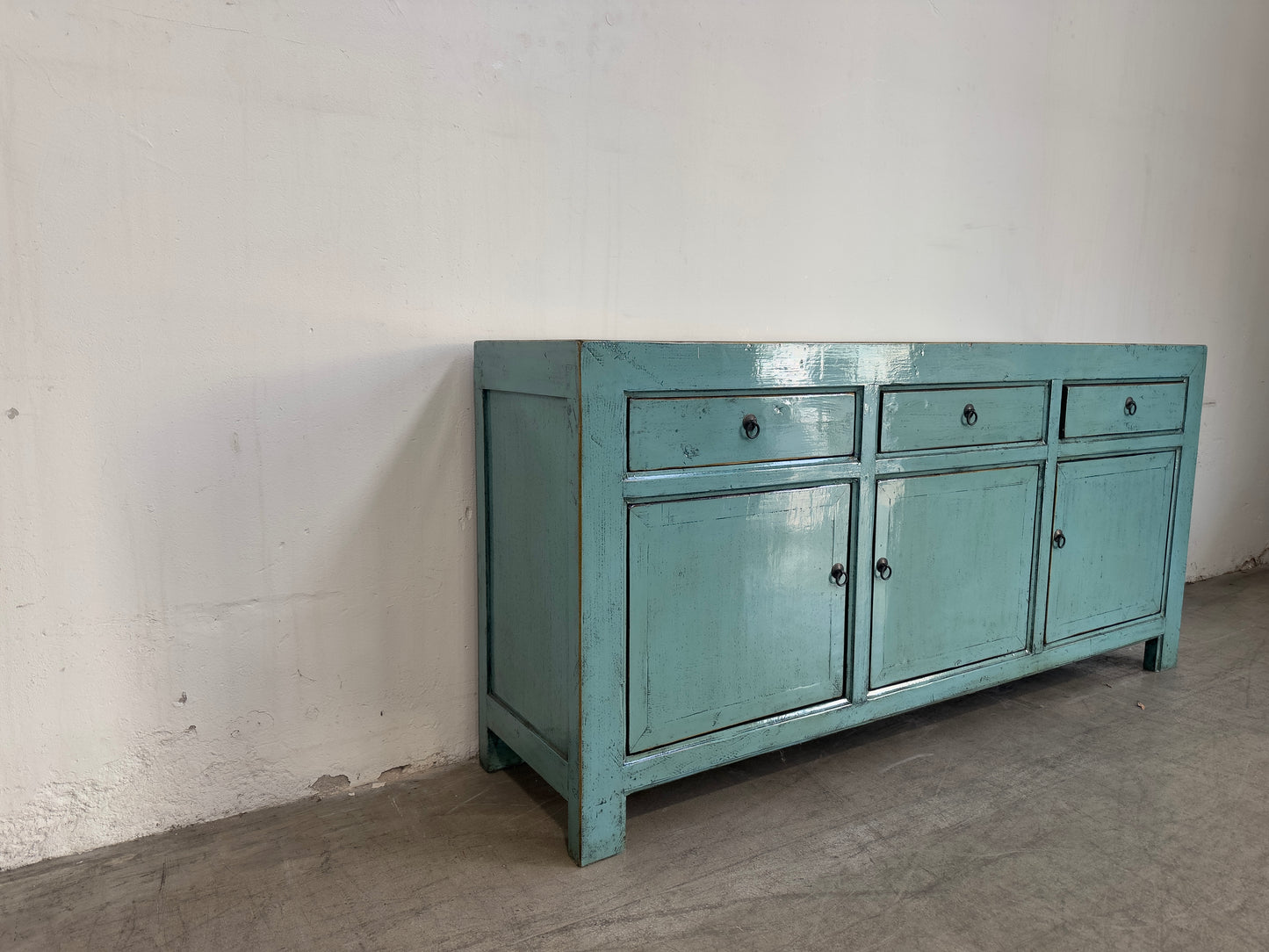 Lacquered Buffet 3 Drawer 3 Door - Blue