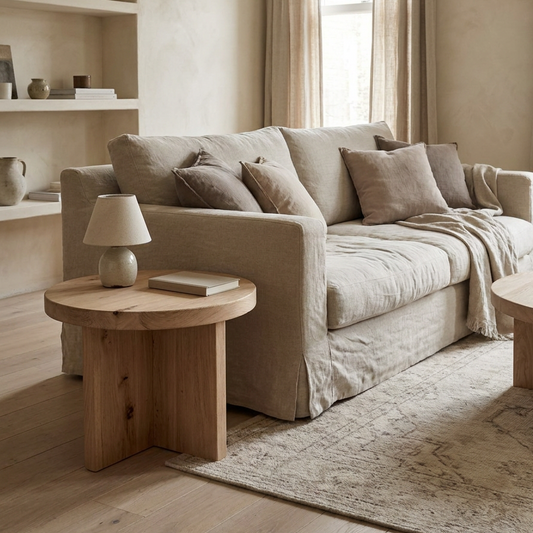 Panel Round Side Table | Natural | 50 cm