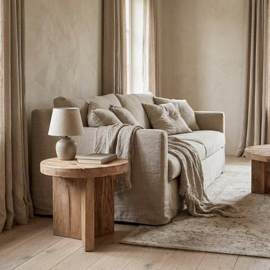 Panel Round Side Table | Rustic | 50 cm