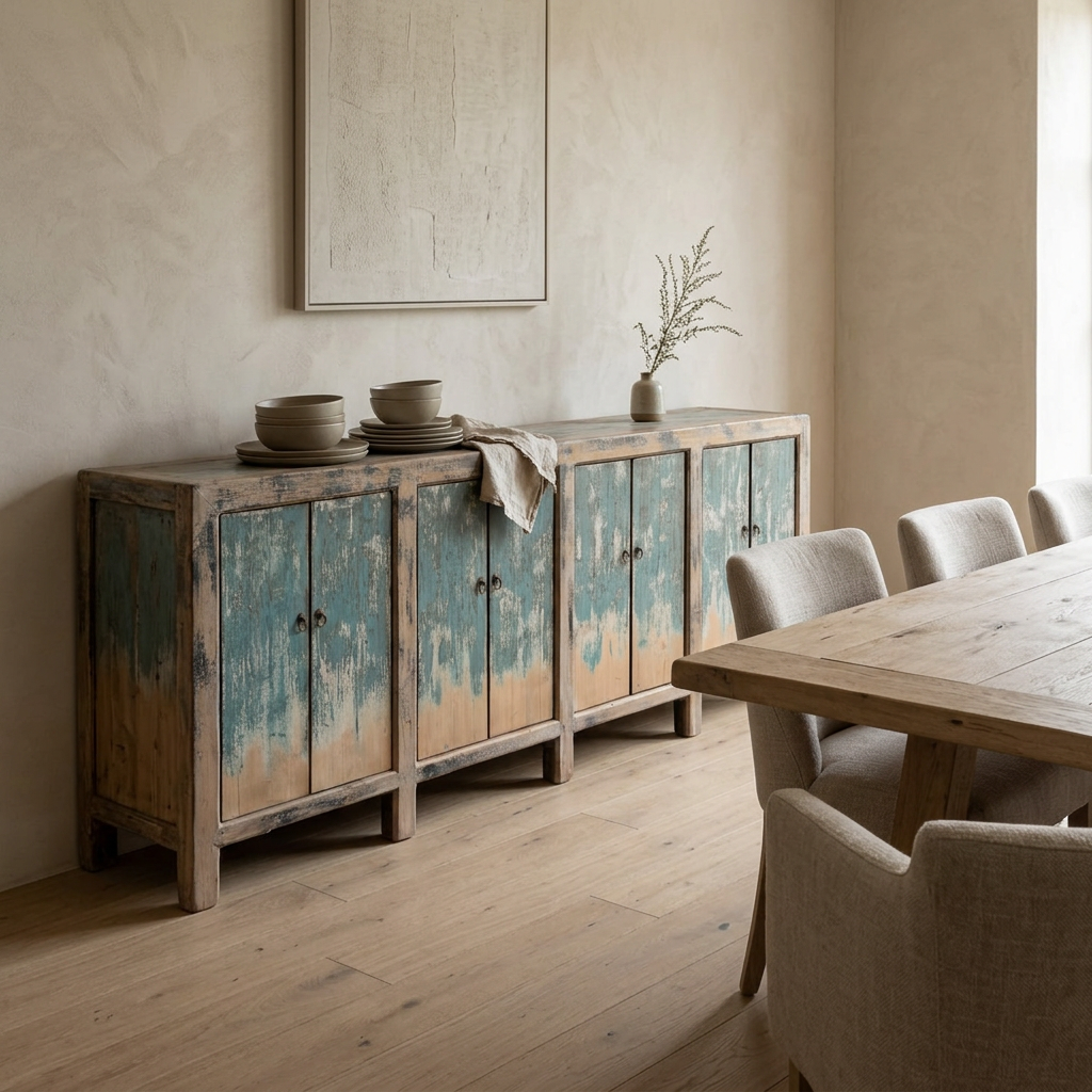 Distressed Blue 8 Door Buffet | Painted | 220 cm