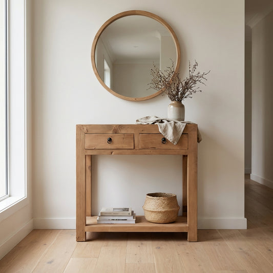 Linear 2 Drawer Console | Rustic | 90 cm