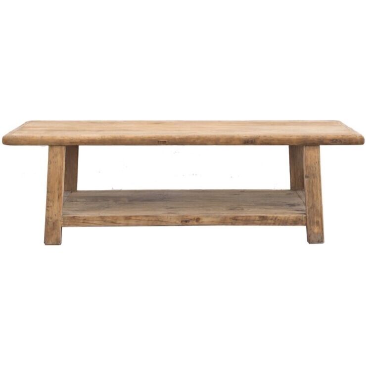 Reclaimed Elm Coffee Table with Shelf - 1.8m
