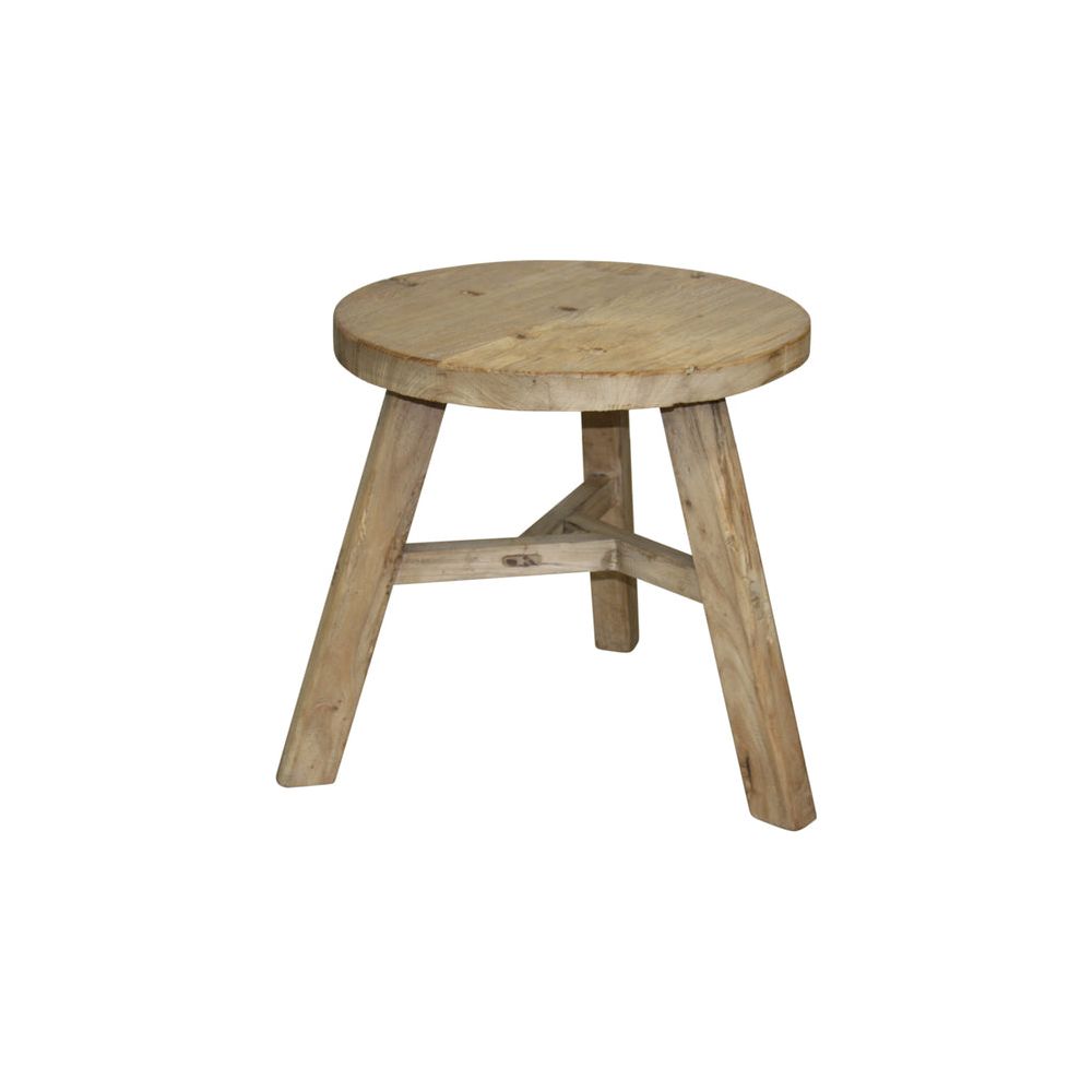 Low Round Reclaimed Elm Side Table