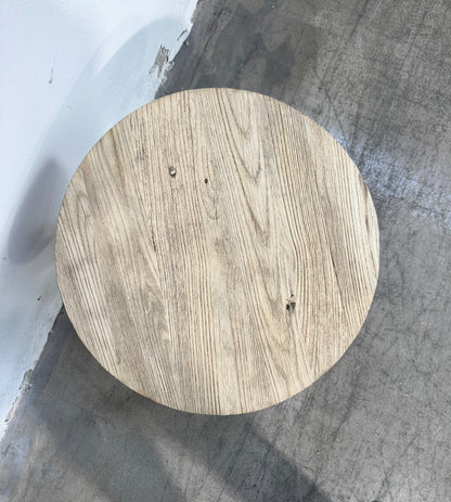 Low Round Reclaimed Elm Side Table