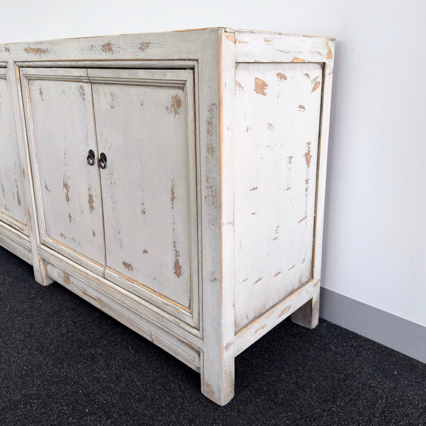 Distressed White 4 Door Cabinet | Painted | 171 cm