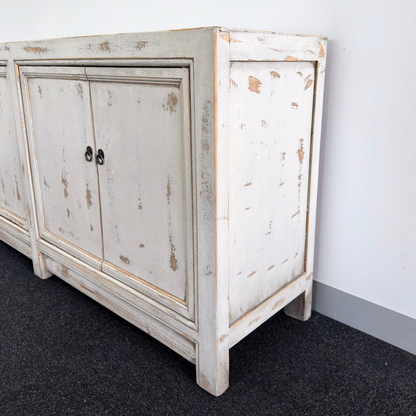 Distressed White 4 Door Cabinet | Painted | 171 cm