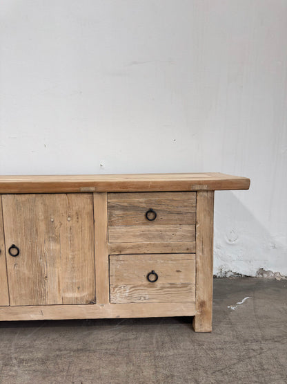 Reclaimed Low Elm TV Cabinet Overhang