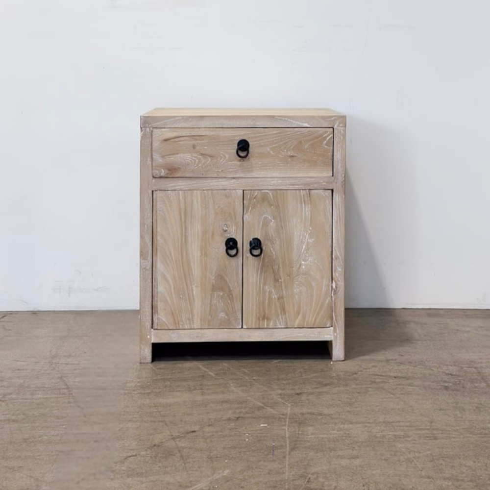 Bedside 1 Drawer 2 Door - Whitewash
