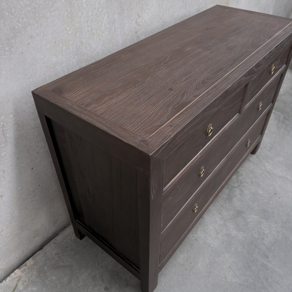 Linear 4 Drawer Chest Cabinet, Cacao, 116 cm, angled top surface view