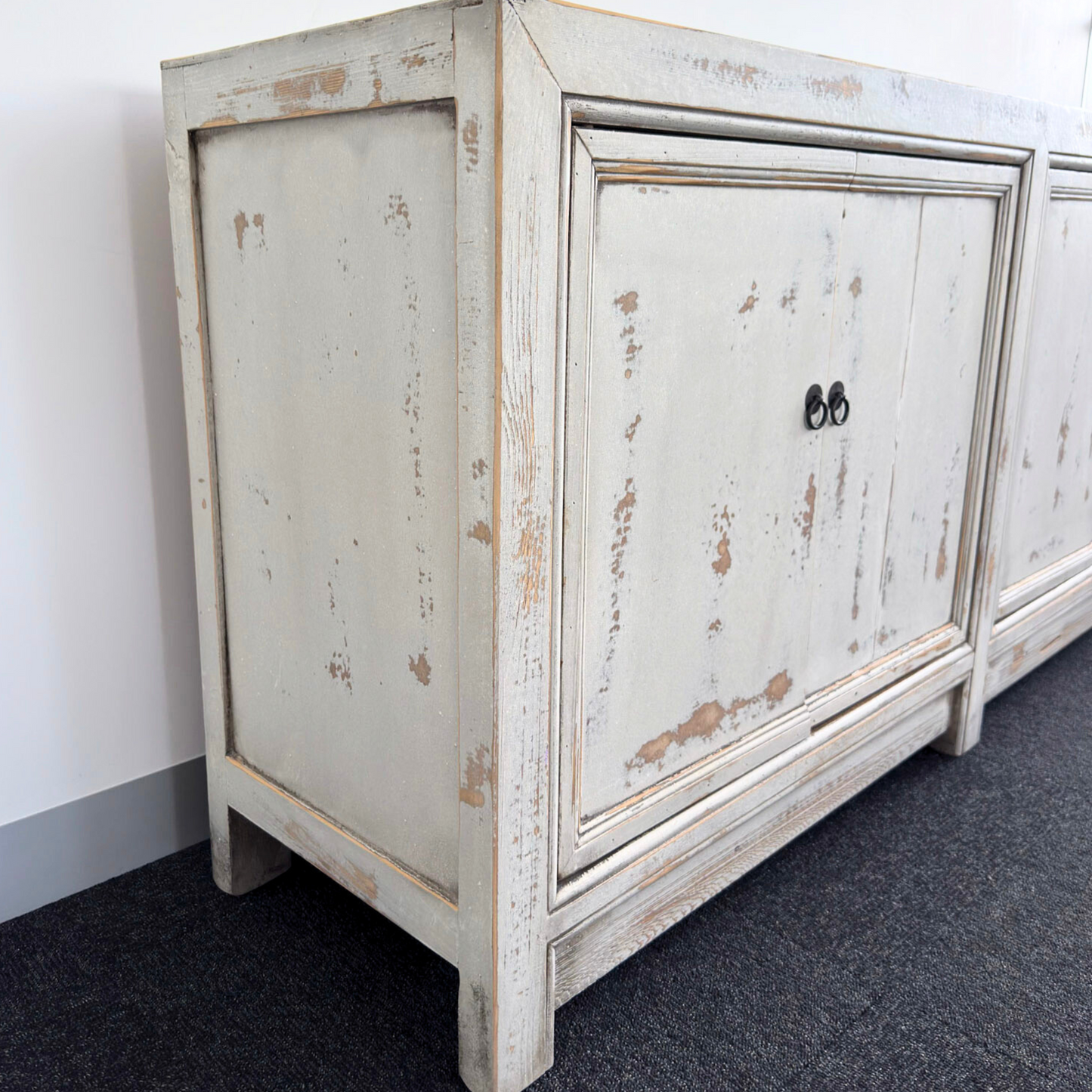 Distressed White 4 Door Cabinet | Painted | 171 cm