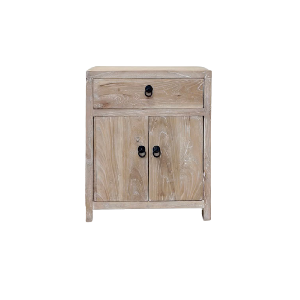 Bedside 1 Drawer 2 Door - Whitewash