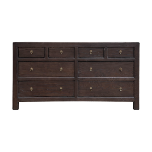 Linear 8 Drawer Chest Cabinet, Cacao, 160 cm, front view