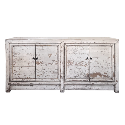 Distressed White 4 Door Cabinet | Painted | 171 cm