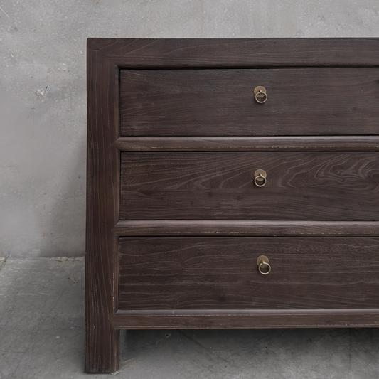 Linear 6 Drawer Cabinet, Cacao, 160 cm, left drawer fronts detail