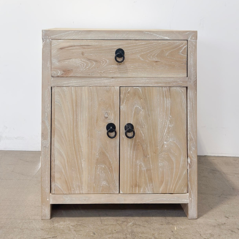 Bedside 1 Drawer 2 Door - Whitewash