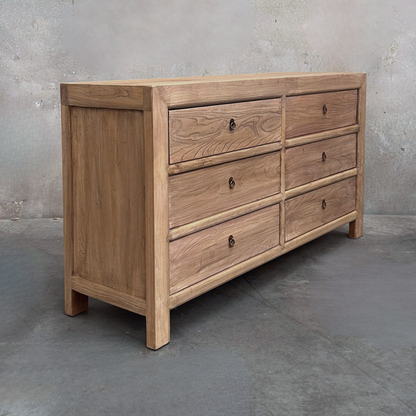 Linear 6 Drawer Cabinet | Oat | 160 cm