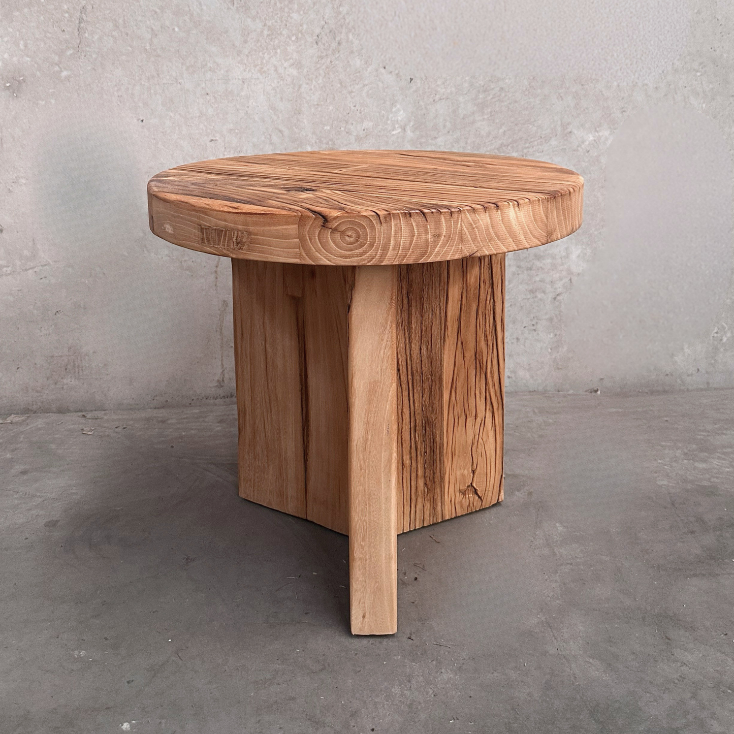 Panel Round Side Table | Rustic | 50 cm