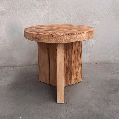 Panel Round Side Table | Rustic | 50 cm